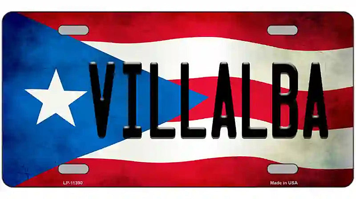 Villalba Puerto Rico Flag License Plate Metal Novelty