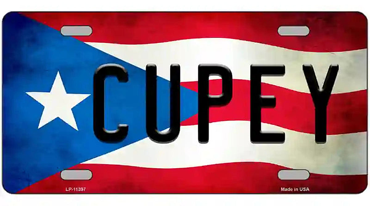Cupey Puerto Rico Flag License Plate Metal Novelty