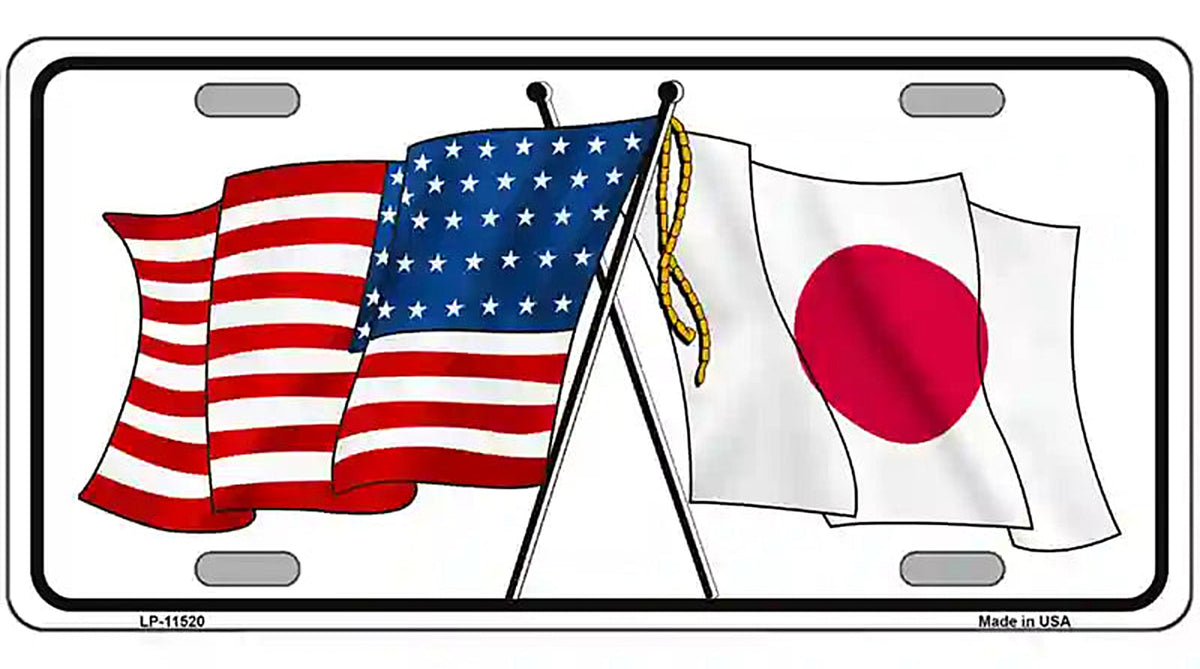 Japan Crossed US Flag License Plate