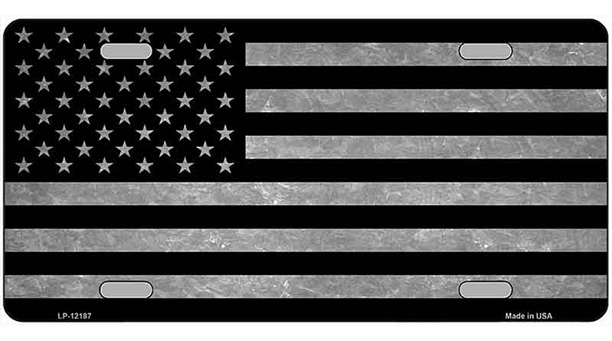 American Flag Black and Gray Novelty Metal License Plate
