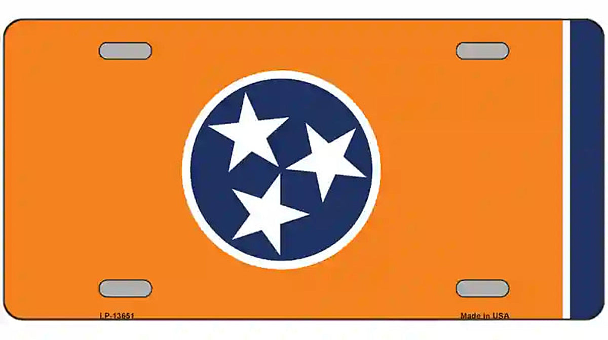 Tennessee Flag Orange Novelty Metal License Plate Tag