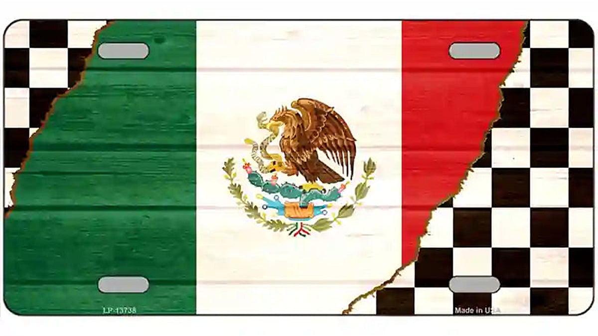 Mexico Racing Flag Novelty Metal License Plate Tag