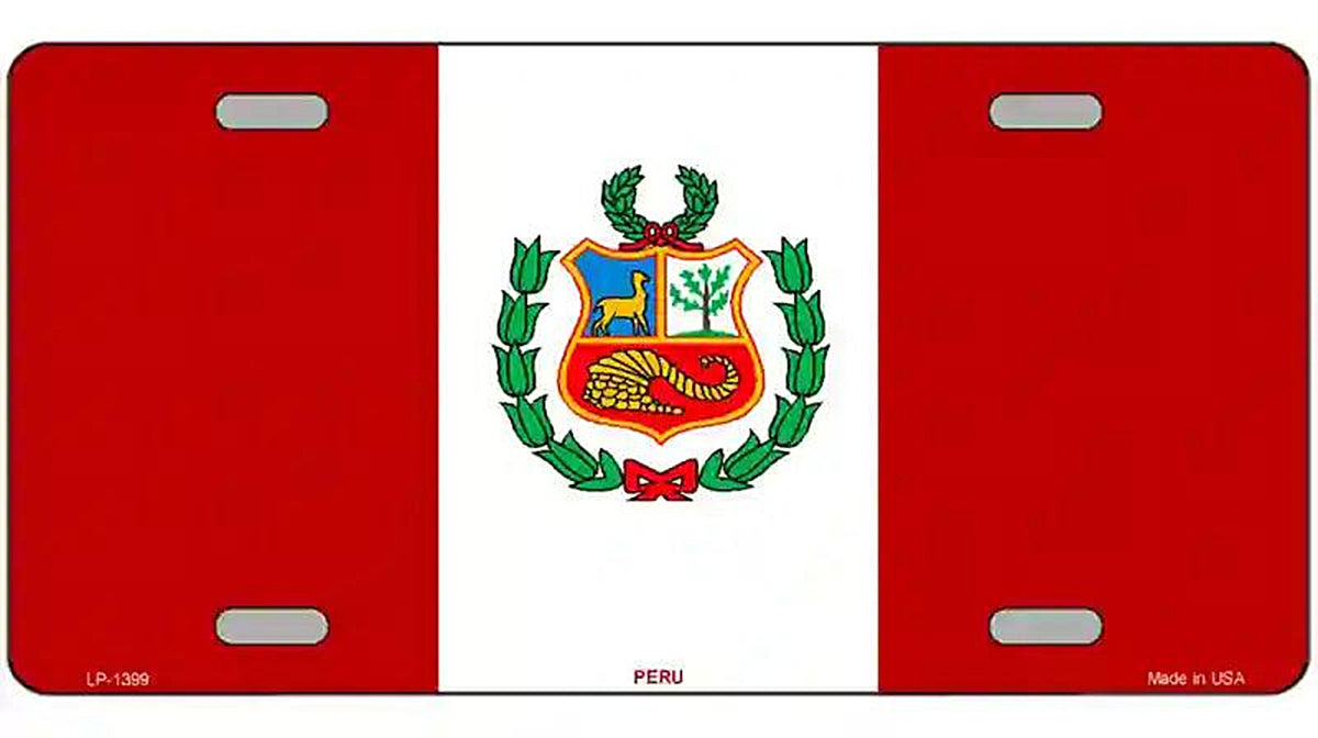 Peru Flag Metal Novelty License Plate