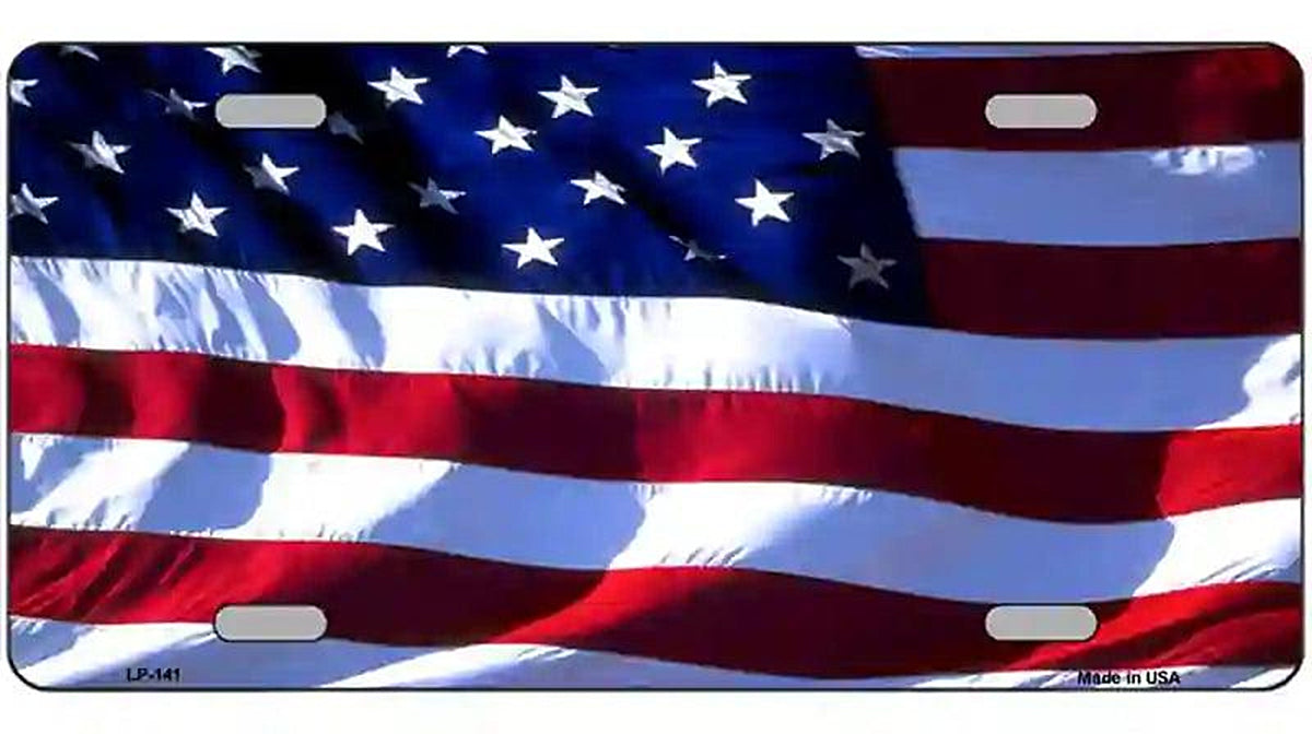 American Flag Metal Novelty License Plate