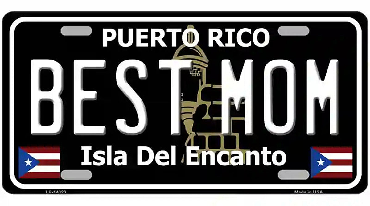 Best Mom Puerto Rico Black Novelty Metal License Plate