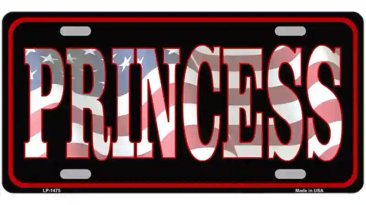 Princess Patriotic Metal Novelty License Plate