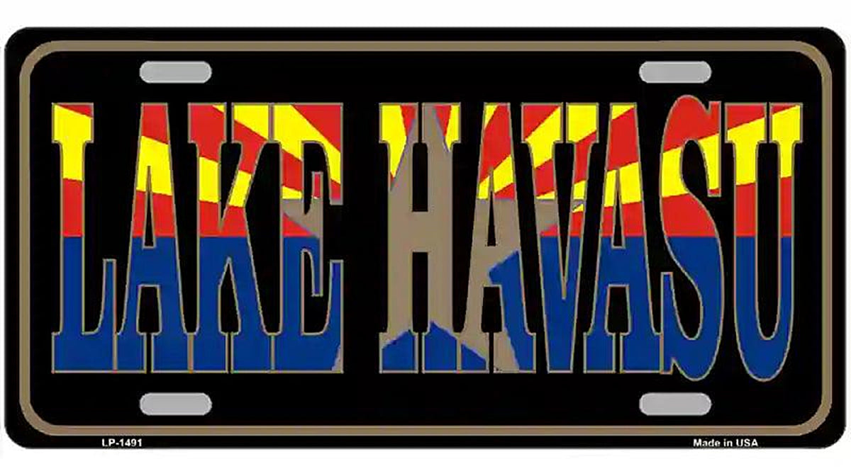 Lake Havasu with Arizona Flag Metal Novelty License Plate