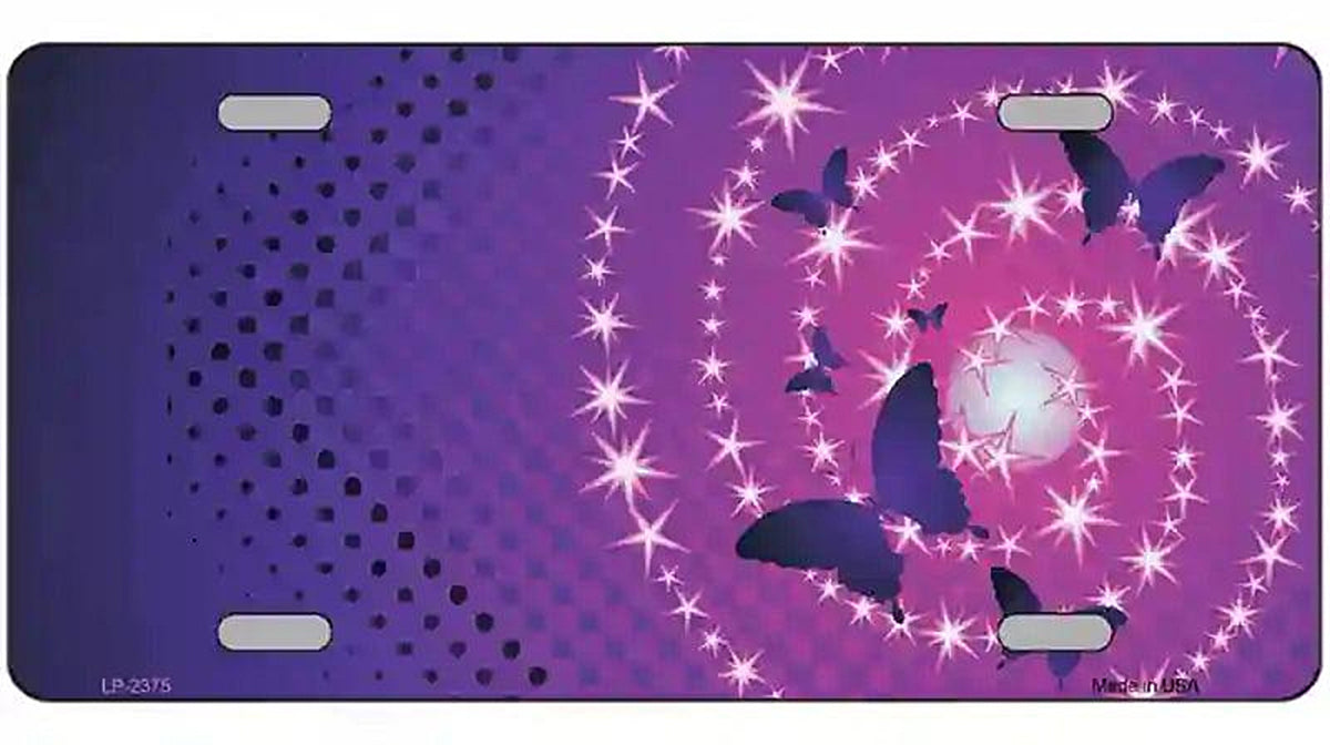Celestial Butterflies Metal Novelty License Plate