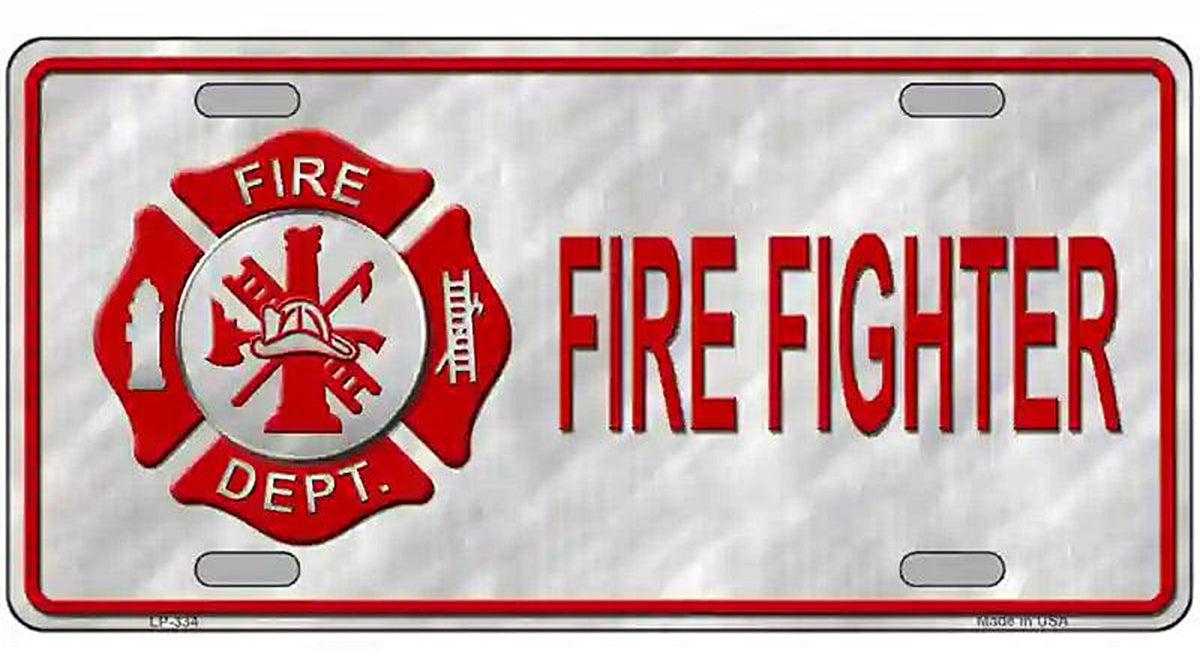 Firefighter Maltese Cross Metal Novelty License Plate