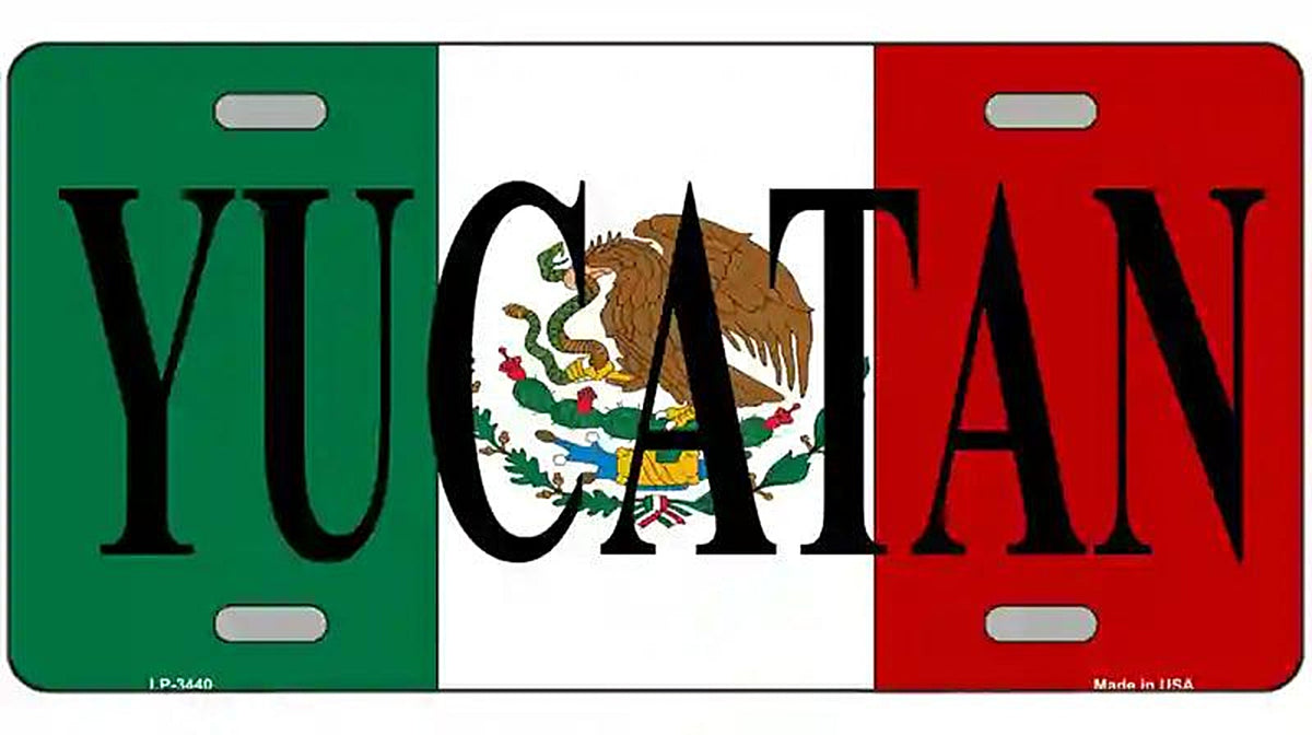 Yucatan on Mexico Flag Metal Novelty License Plate