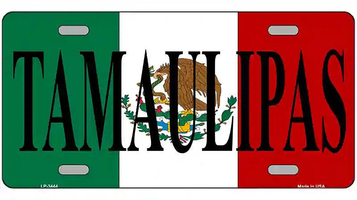 Tamaulipas on Mexico Flag Metal Novelty License Plate