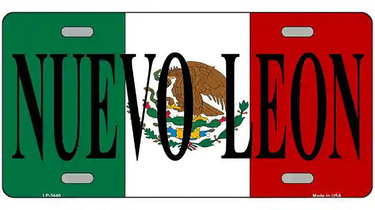 Nuevo Leon on Mexico Flag Metal Novelty License Plate