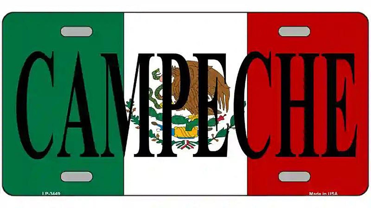 Campeche on Mexico Flag Metal Novelty License Plate
