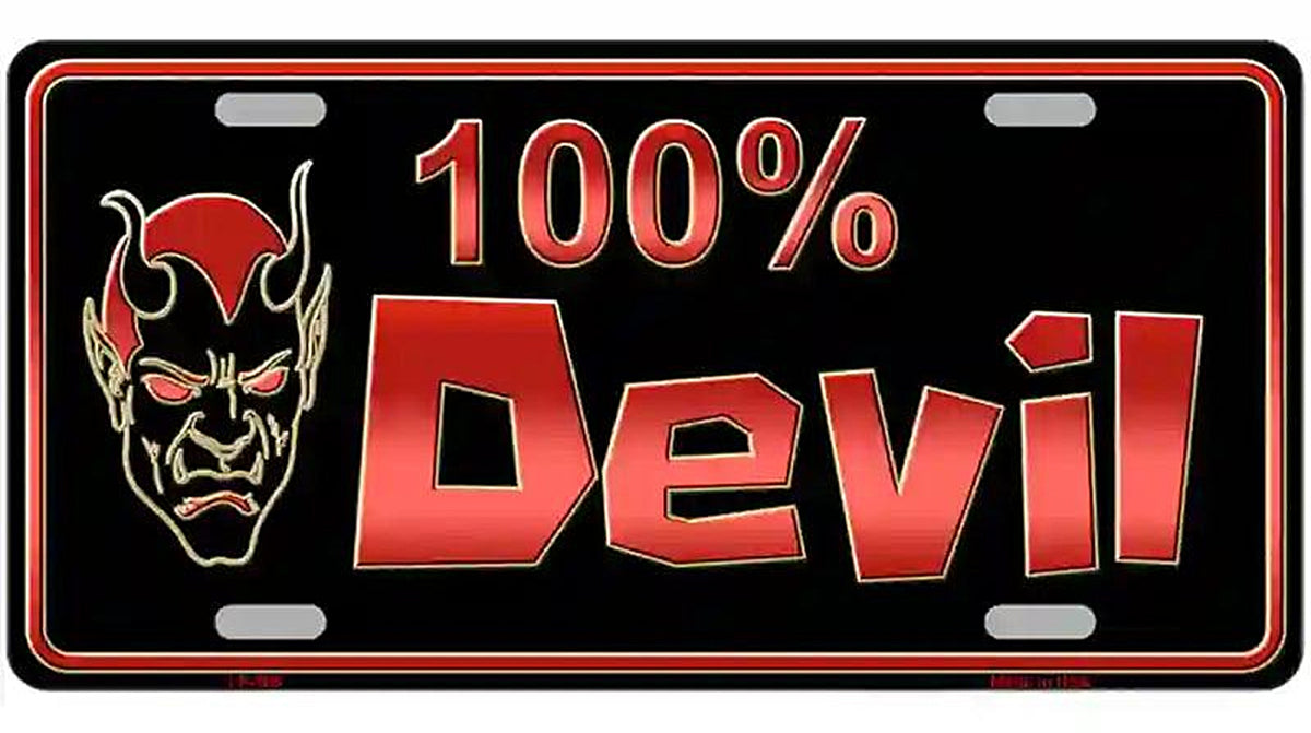 100% Devil Metal Novelty License Plate