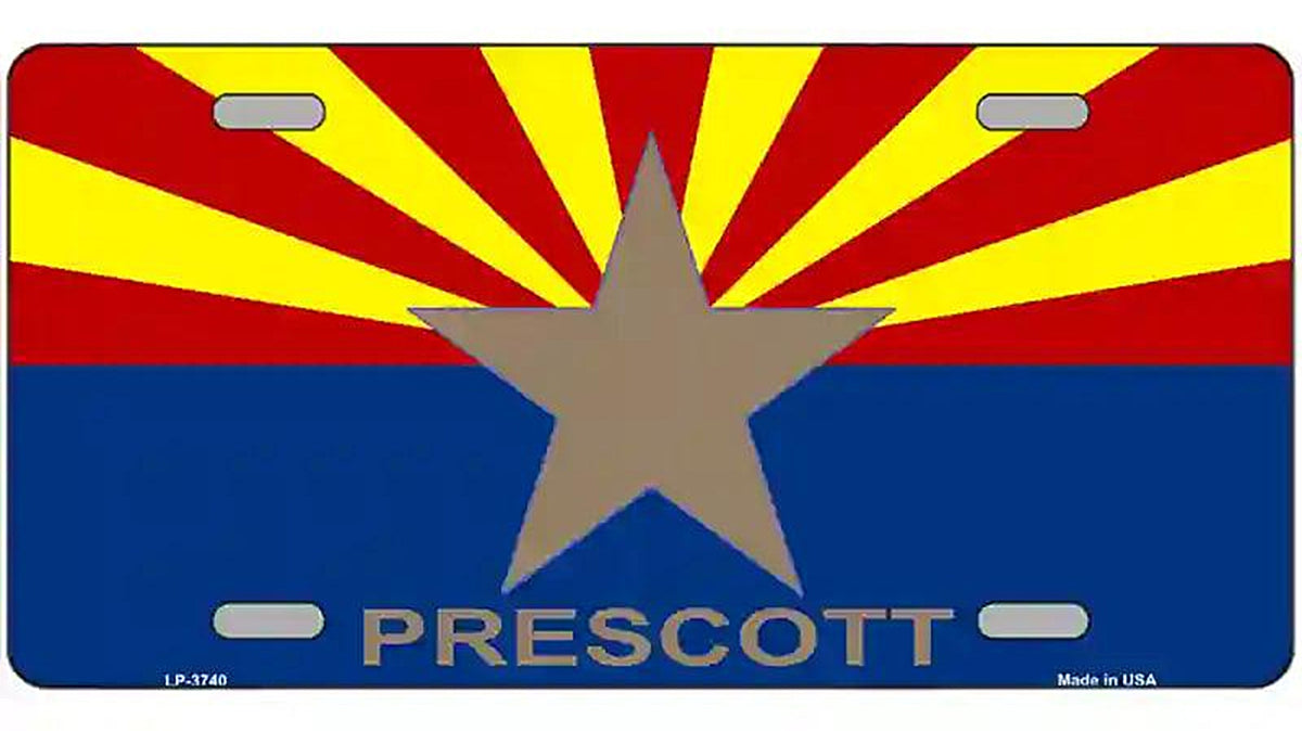 Prescott Arizona State Flag Metal Novelty License Plate