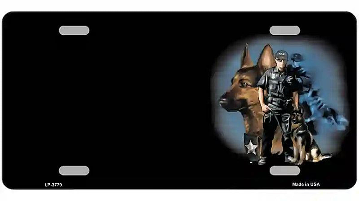 Policeman K9 Dog Offset Metal Novelty License Plate