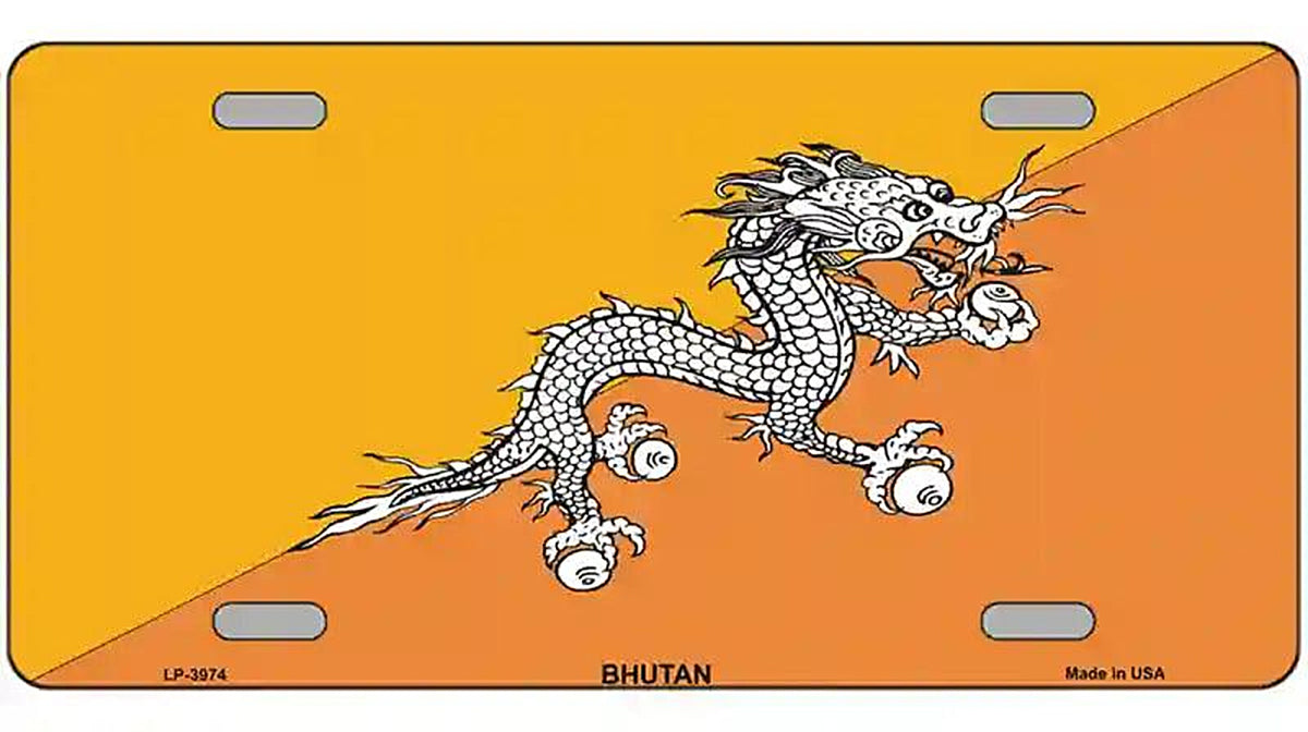 Bhutan Flag Metal Novelty License Plate