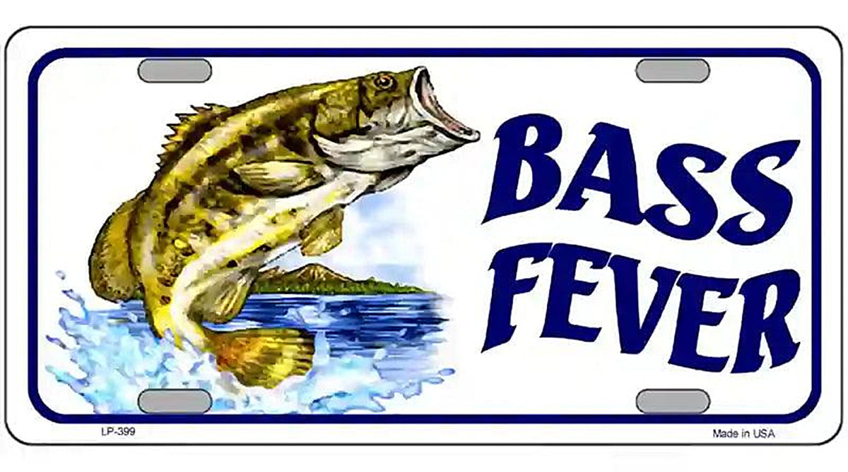 Bass Fever Metal Novelty License Plate