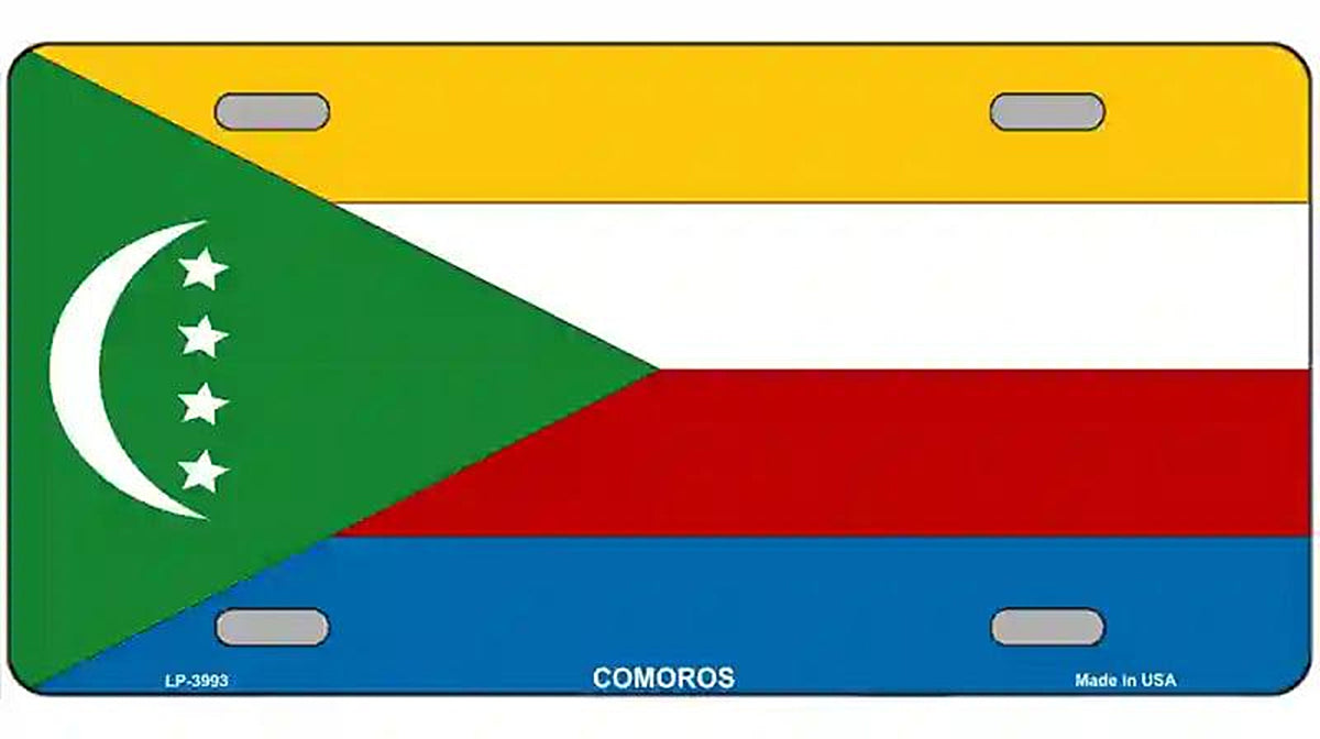 Comoros Flag Metal Novelty License Plate
