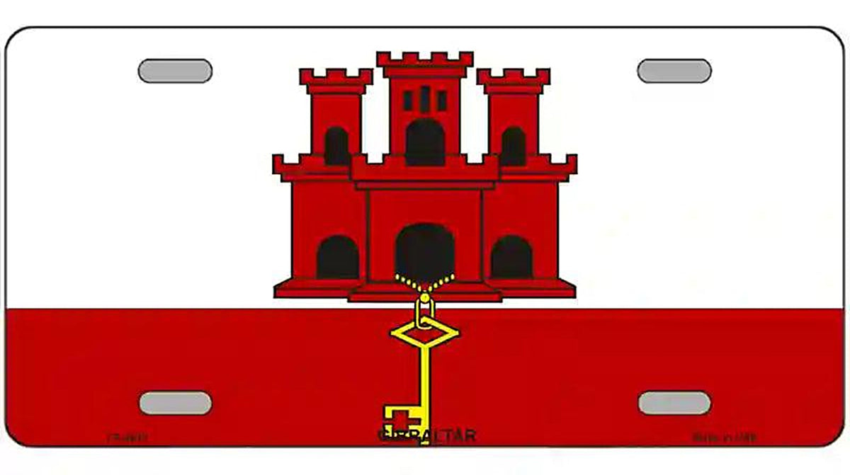 Gibraltar Flag Metal Novelty License Plate