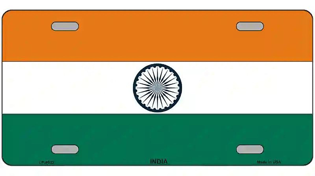 India Flag Metal Novelty License Plate