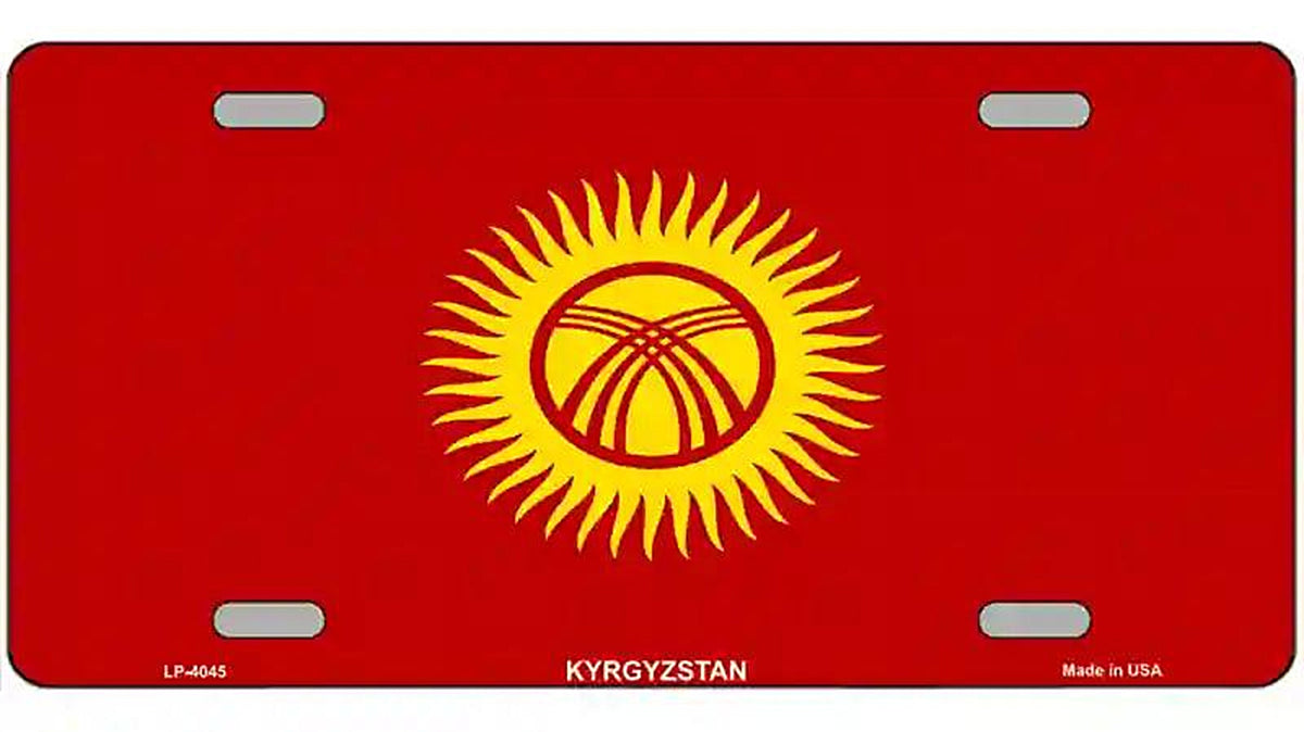 Kyrgyzsyan Flag Metal Novelty License Plate