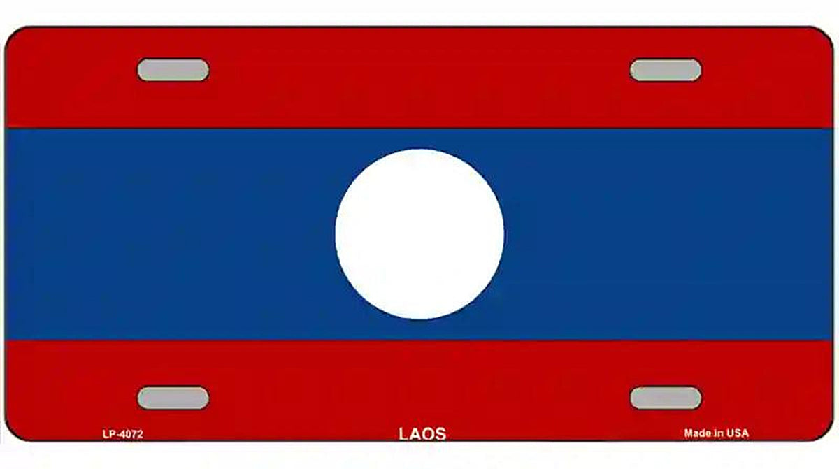 Laos Flag Metal Novelty License Plate