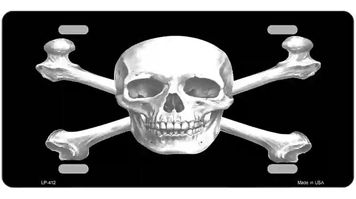 Skull And Cross Bones Metal Novelty License Plate