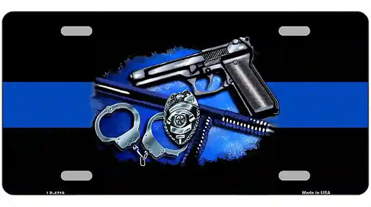 Thin Blue Line Badge Metal Novelty License Plate