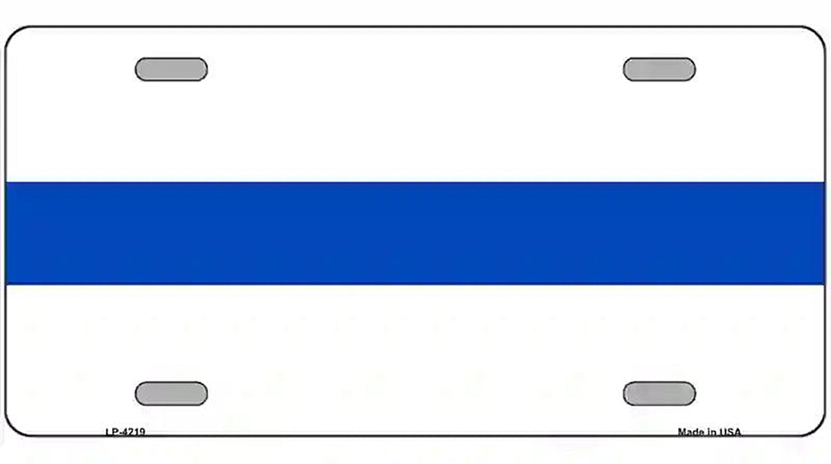 Thin Blue Line White Metal Novelty License Plate