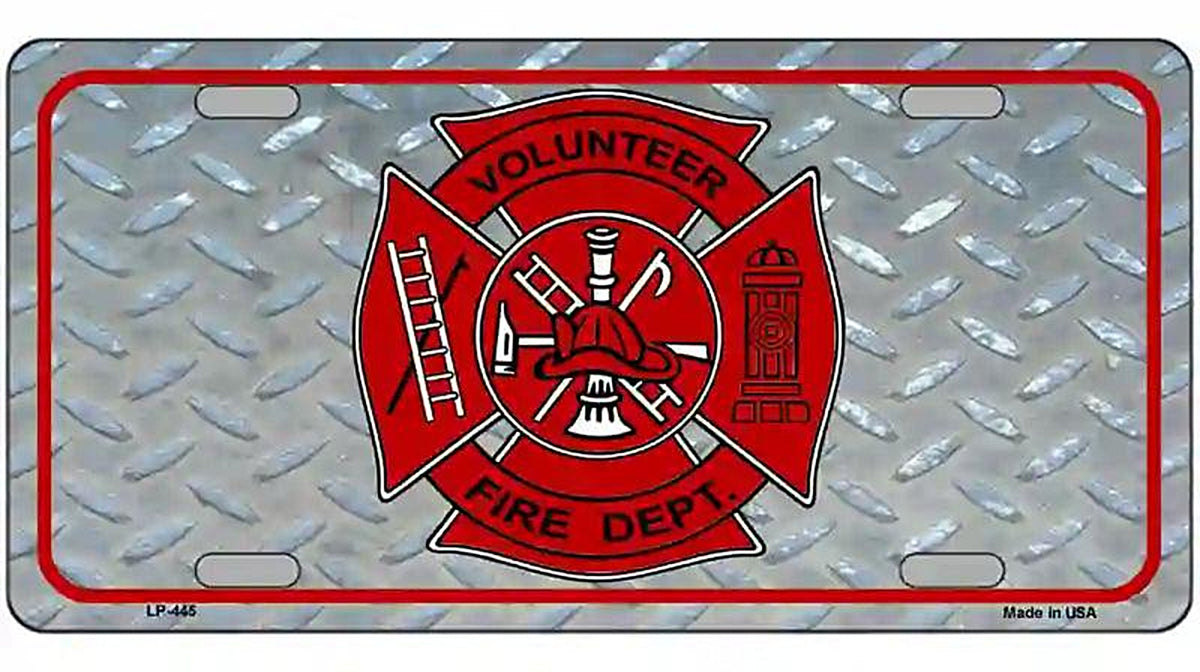 Volunteer Fire Dept Metal Novelty License Plate