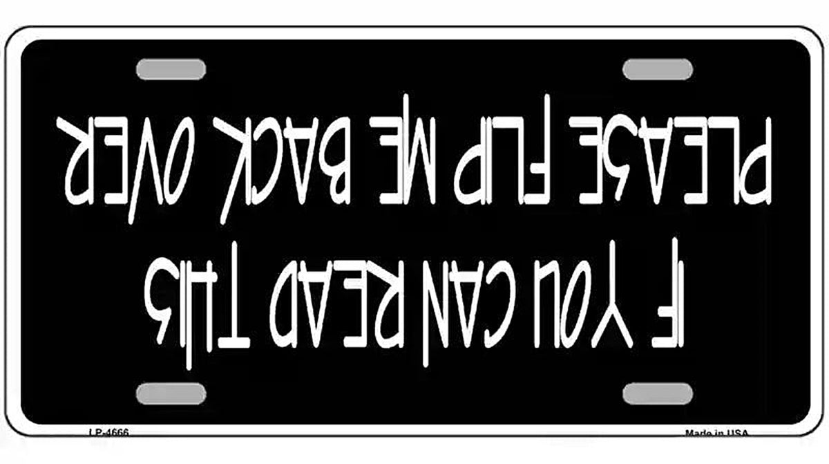 Flip Me Over Metal Metal Novelty License Plate