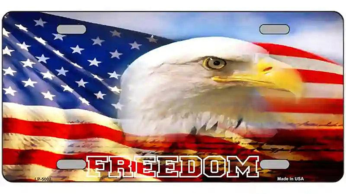Freedom Bald Eagle Metal Novelty License Plate