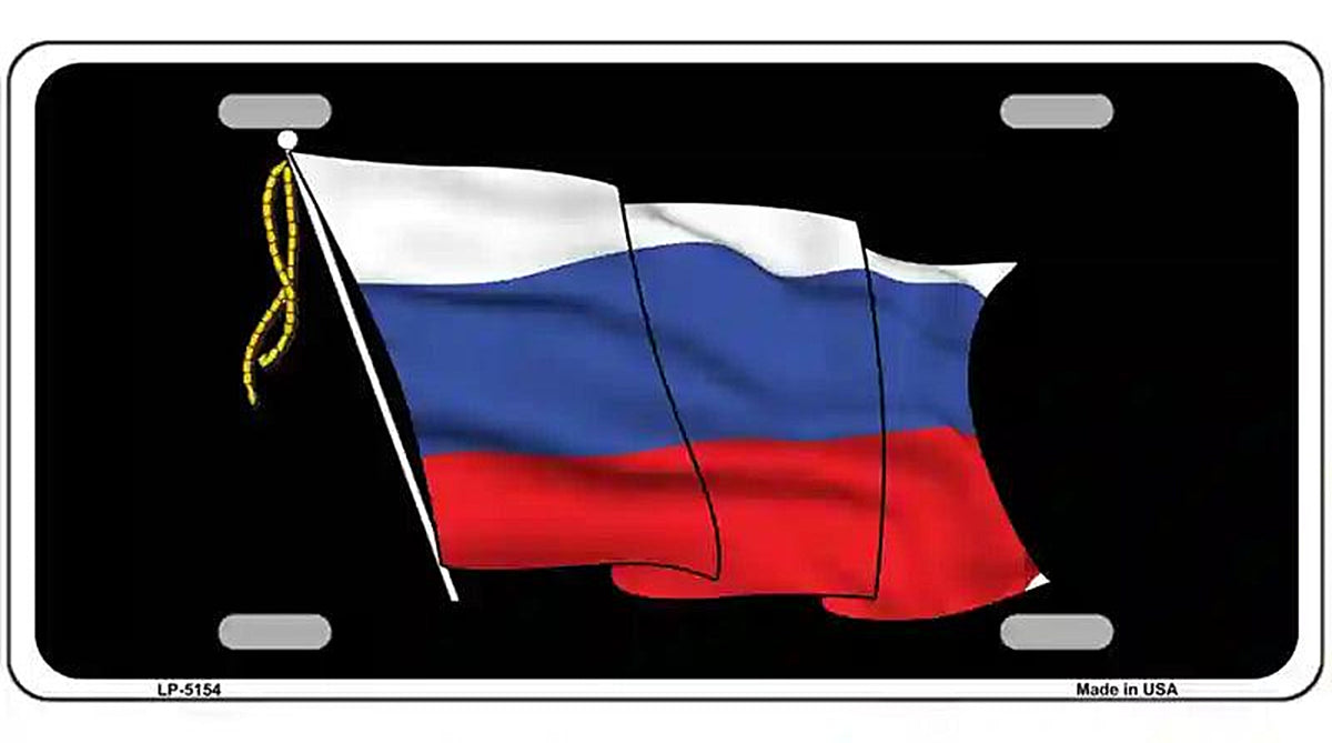 Russian Waving Flag Metal Novelty License Plate