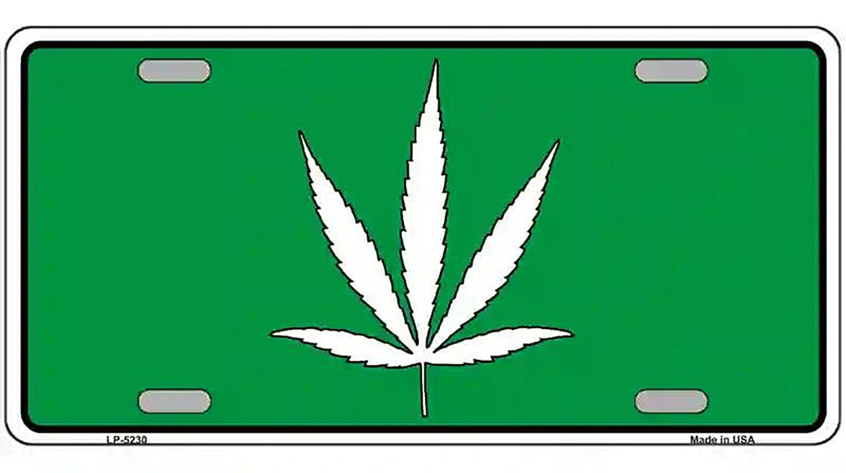 Marijuana Leaf Novelty Metal License Plate