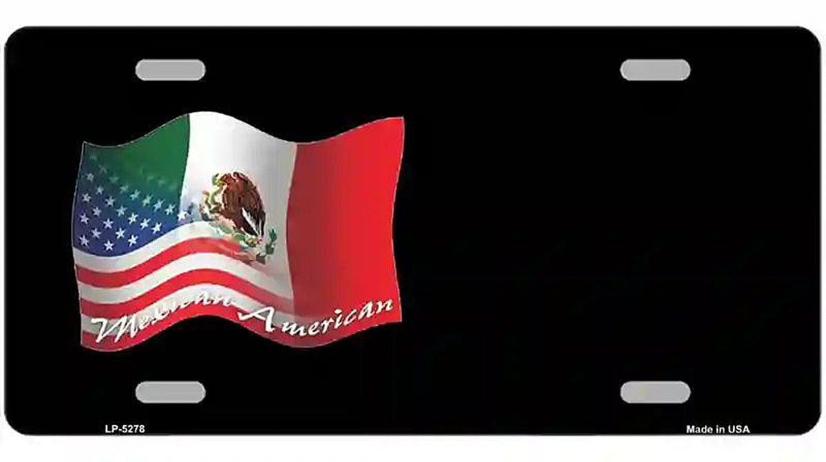 Mexican American Flag Offset Metal Novelty License Plate