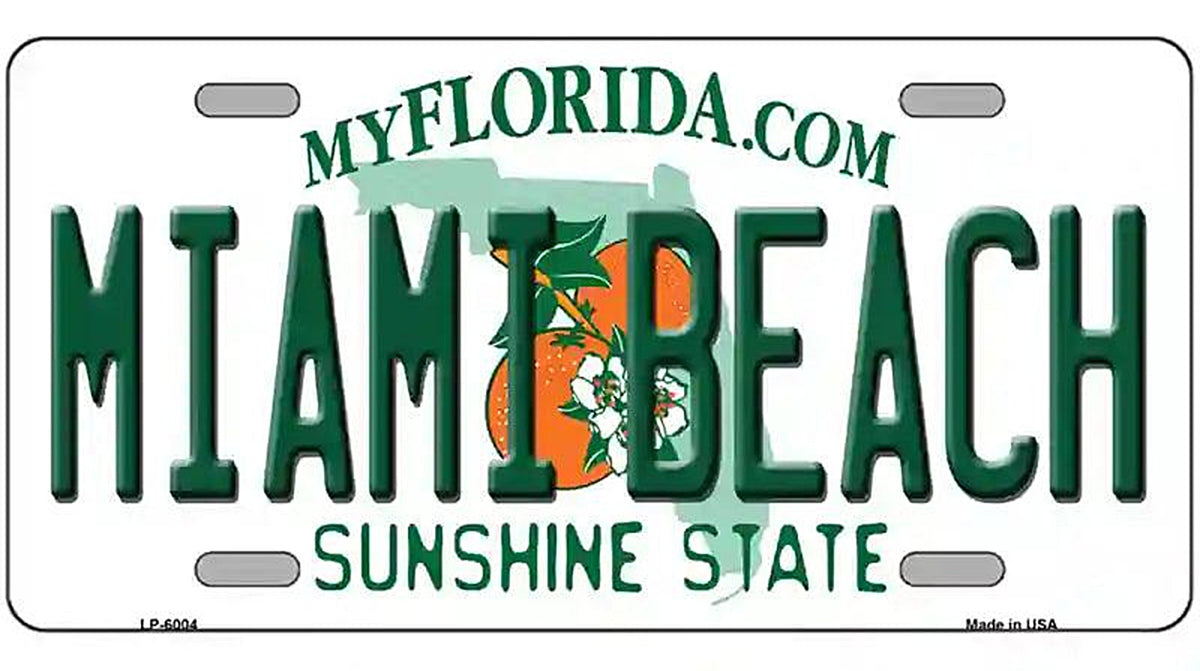 Miami Beach Florida Novelty Metal License Plate