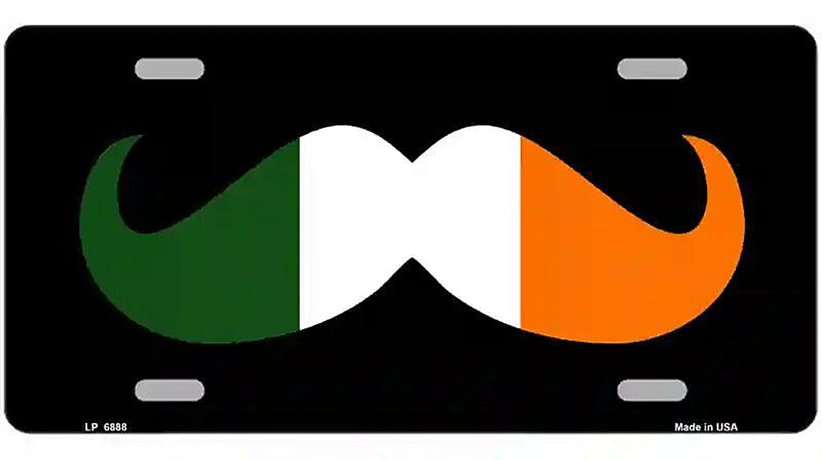 Irish Mustache Metal Novelty License Plate