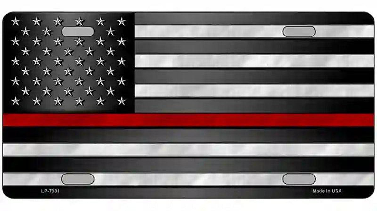 American Flag Thin Red Line Novelty Metal License Plate