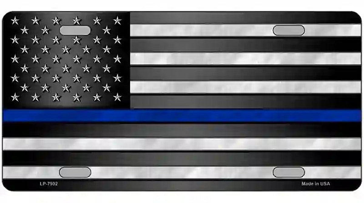 American Flag Thin Blue Line Novelty Metal License Plate