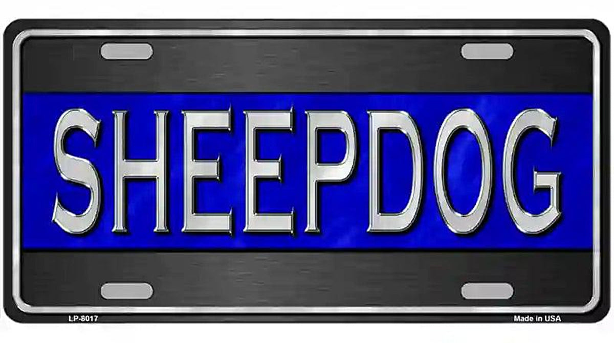 Sheepdog Thin Blue Line Novelty Metal License Plate