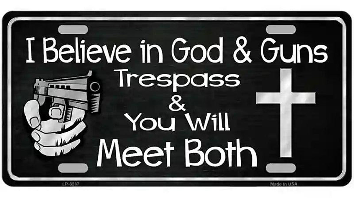 God And Guns Novelty Metal License Plate