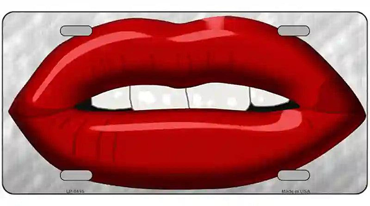Red Lips Novelty Metal License Plate