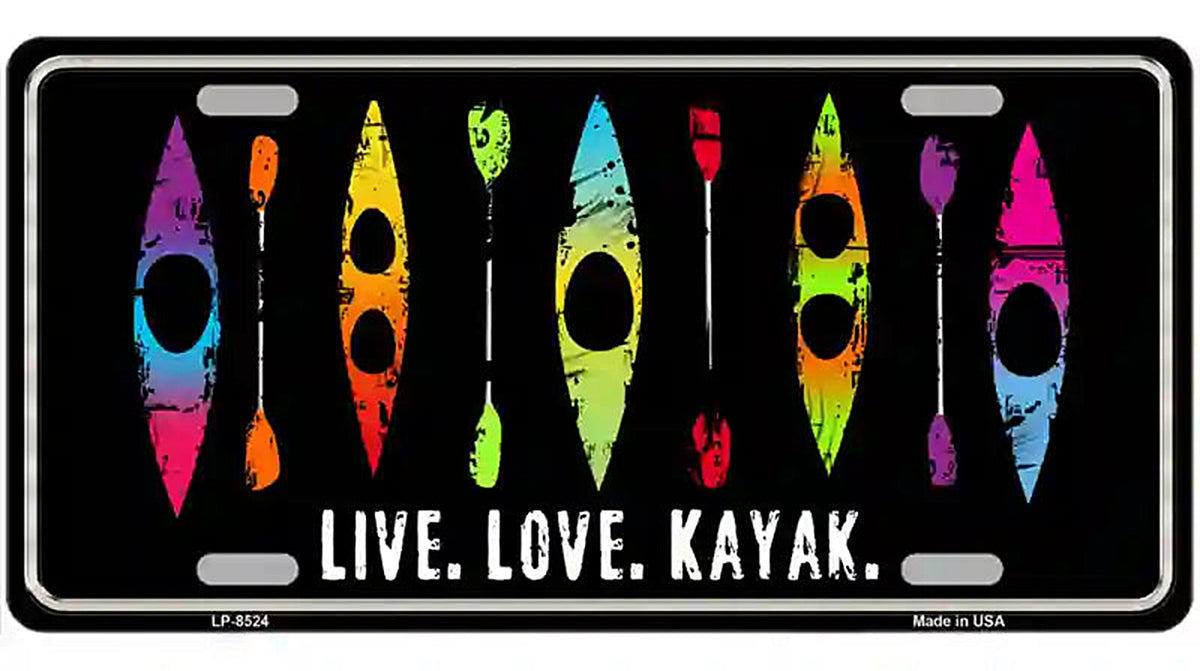 Live Love Kayak Metal Novelty License Plate
