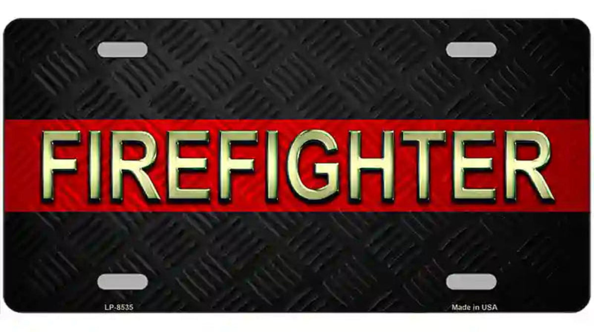 Firefighter Thin Red Line Metal Novelty License Plate