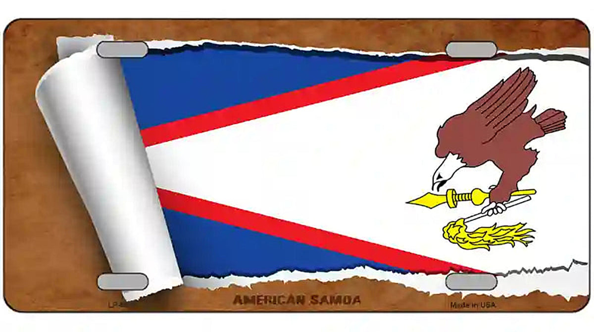 American Samoa Flag Scroll Metal Novelty License Plate
