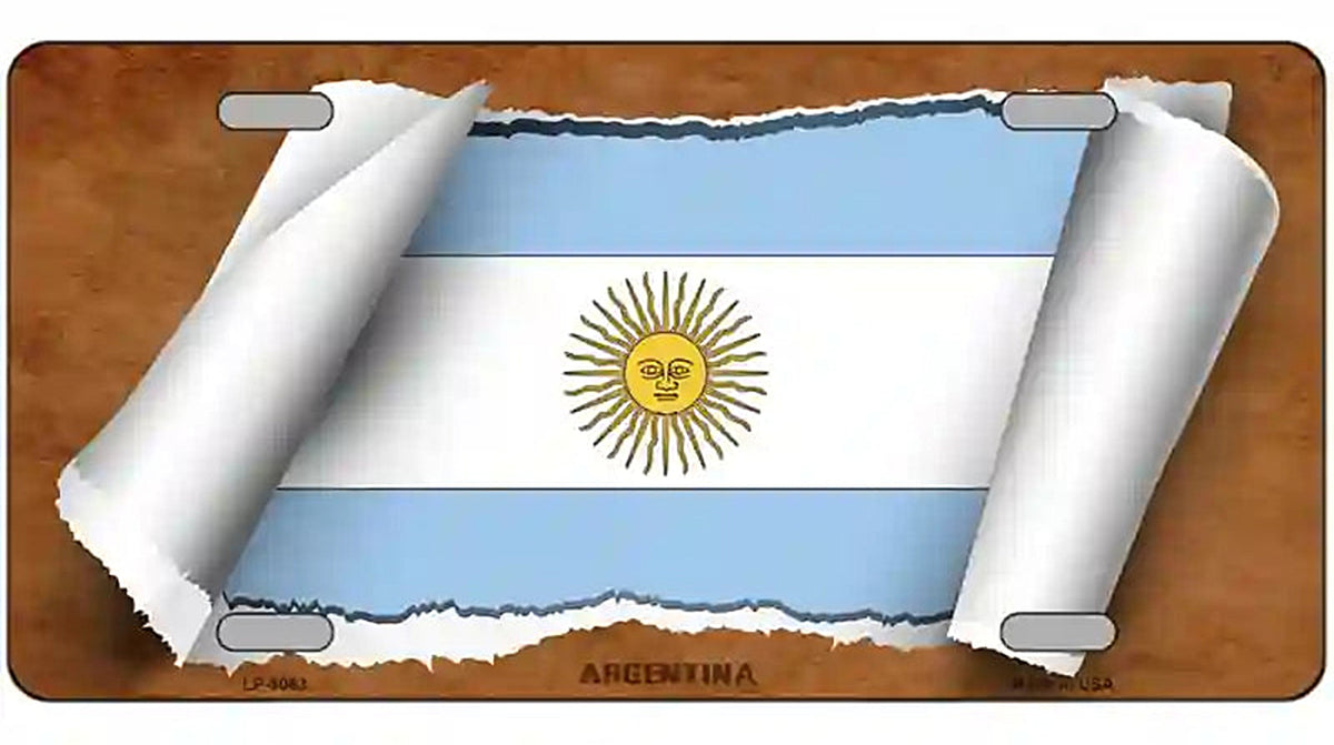 Argentina Flag Scroll Metal Novelty License Plate