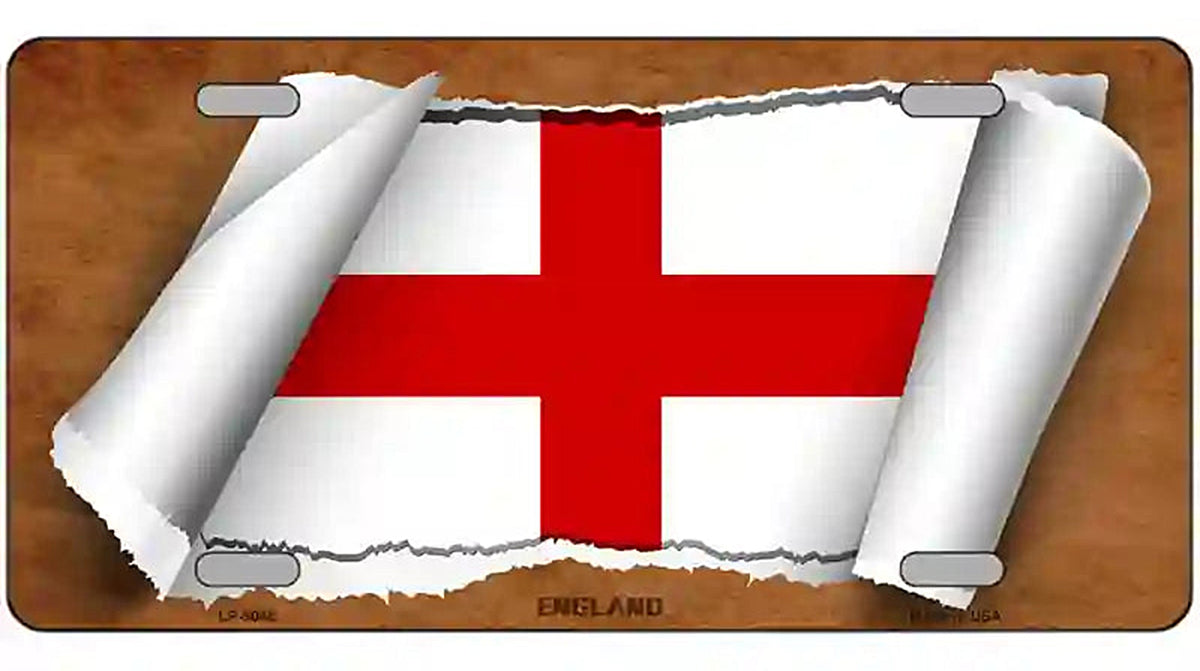 England Flag Scroll Metal Novelty License Plate
