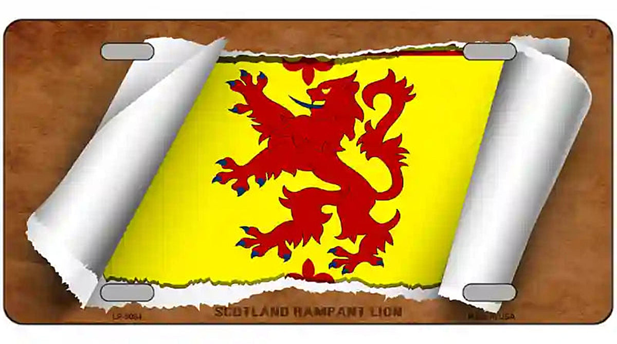 Scotland Rampant Lion Flag Scroll Metal Novelty License Plate