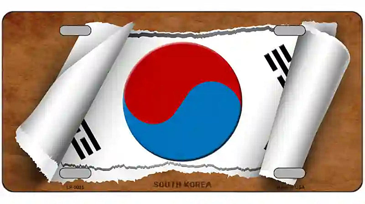South Korea Flag Scroll Metal Novelty License Plate